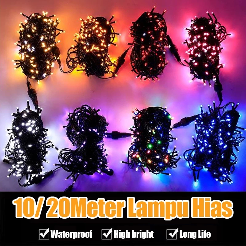 Anbolt Lampu Tumblr Lampu Hias Lampu Natal 10M/20M Warna Warni/ Kuning Lampu Kelap Kelip Anti Air