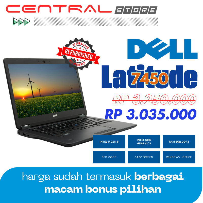 NOTEBOOK DELL LATITUDE E7450 I7 GEN5 8GB 256SSD REFURBISHED