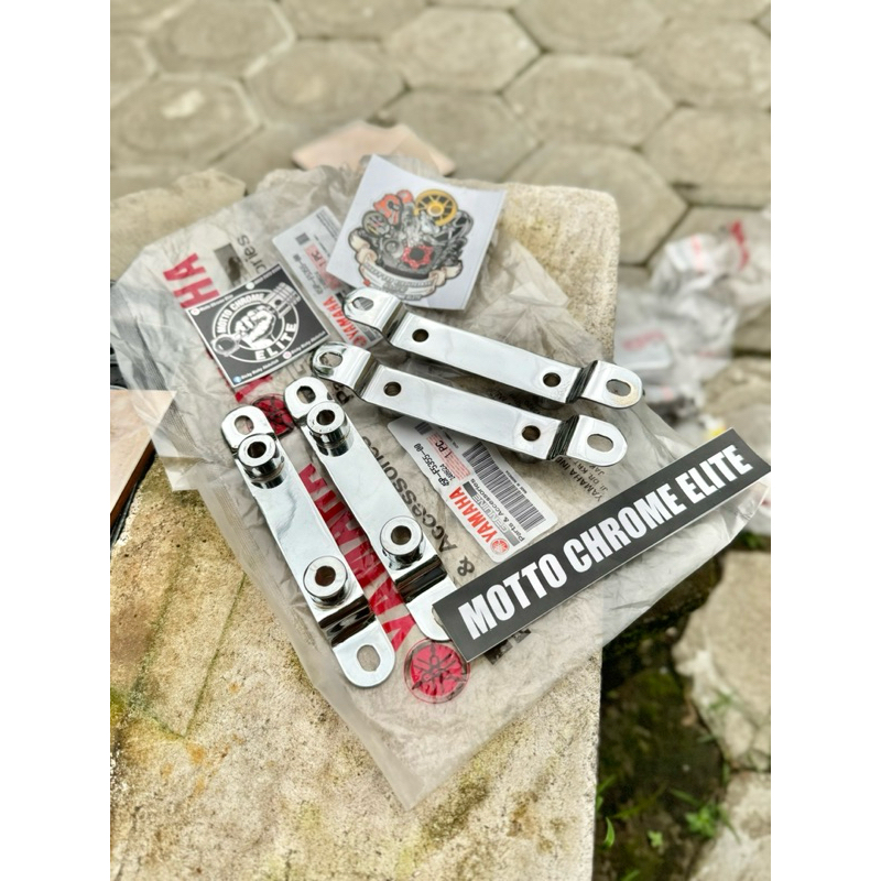 ORIGINAL YAMAHA BREKET BESI PLAT NOMOR DEPAN CHROME KROM MIO SPORTY MIO SMILE