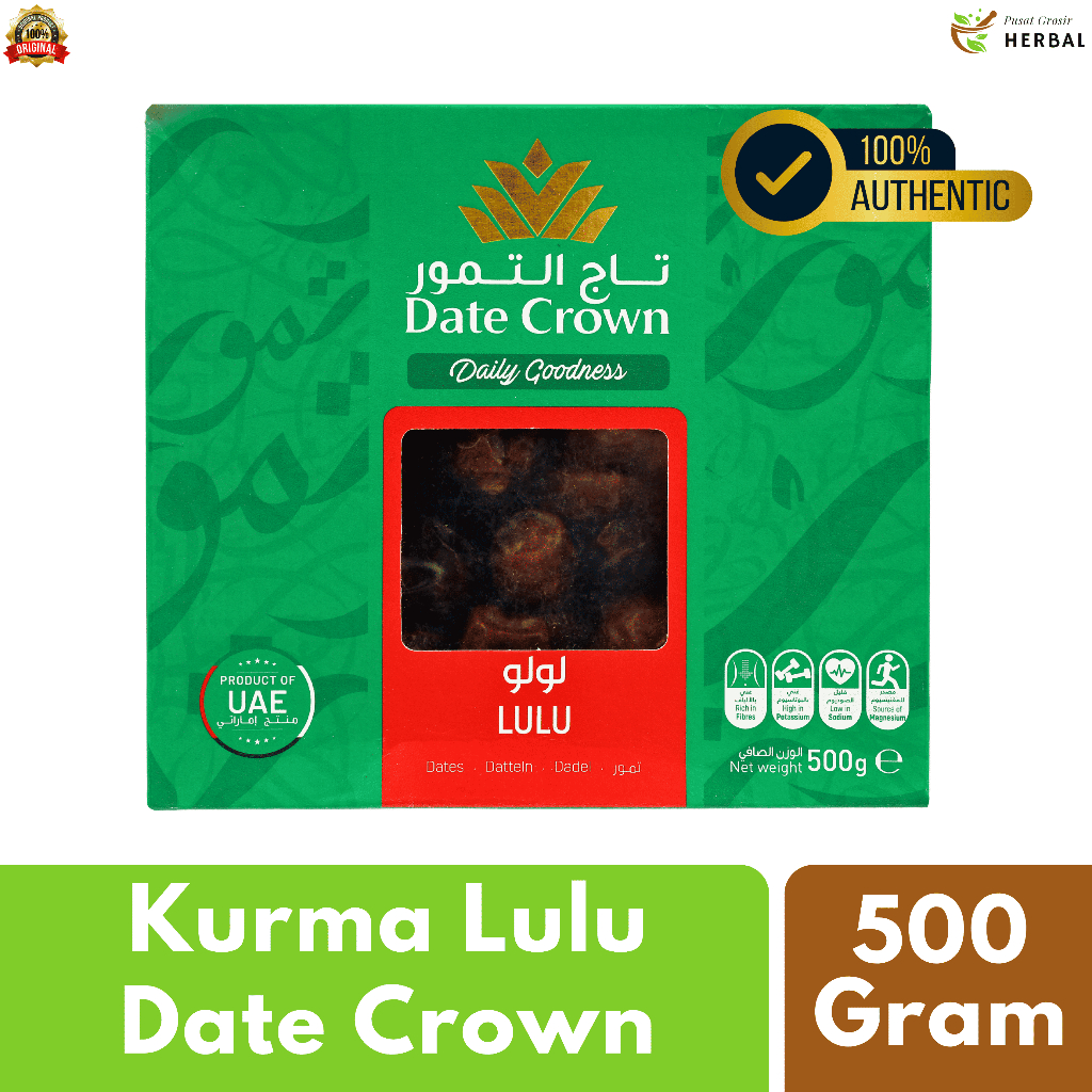 

Kurma Date Crown Lulu 500 Gram Asli 100% Original | Kurma Premium Quality Oleh Oleh Haji dan Umroh