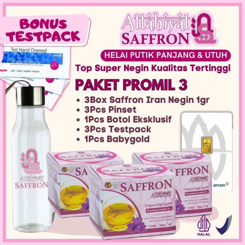 Attahiyat Saffron - [PAKET PROMIL 3] Saffron Iran Super Negin 3gr Promil Masalah Hormon