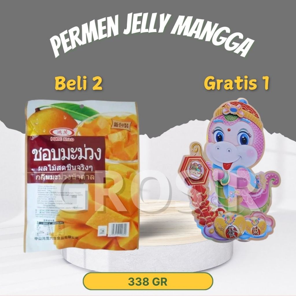 

Cemilan / Permen Jelly Mangga / Permen Hong Mao Jelly Rasa Mangga / 338gr / halal