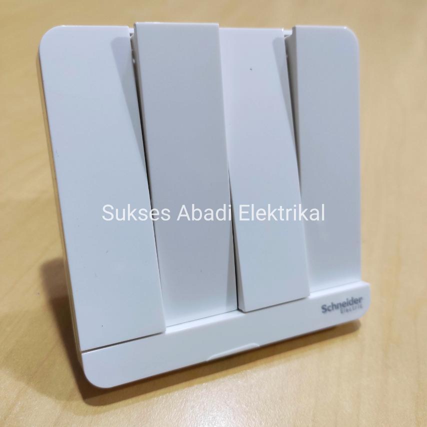 SCHNEIDER AVATAR ON 4 GANG / 4 TOMBOL / 4 SAKLAR PUTIH / WHITE - 1 Way