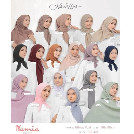 NIBRAS NAMIA SQUARE / HIJAB POLOS NIBRAS / HIJAB PARIS / HIJAB SEGI EMPAT