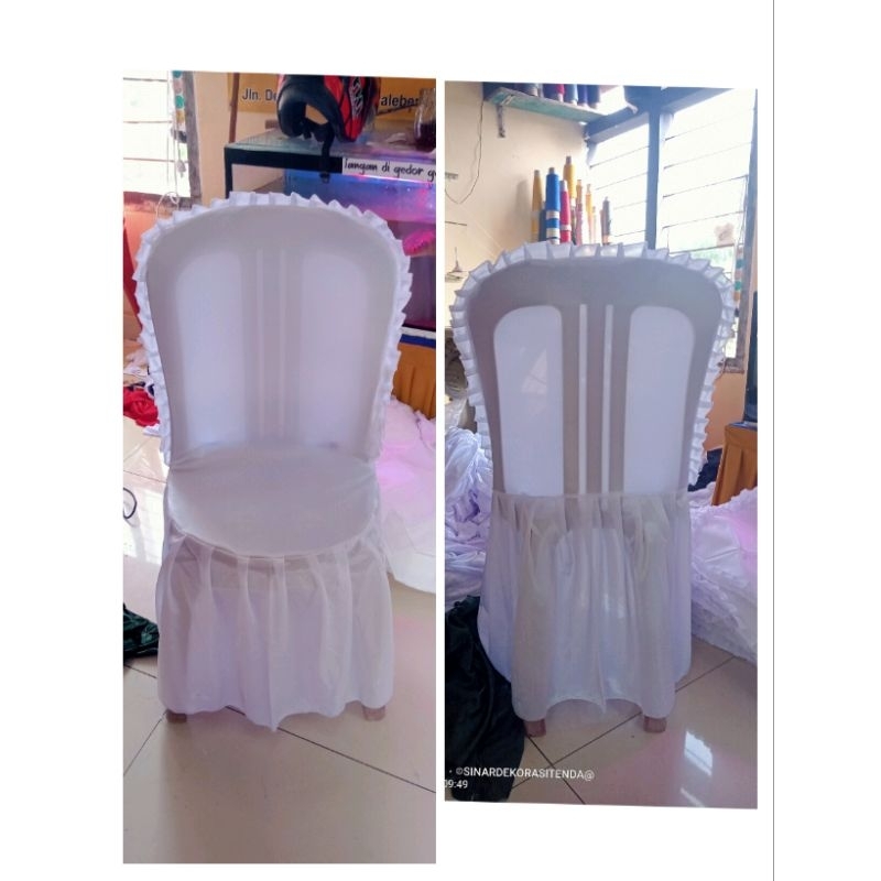 sarung kursi napolly putih polos isi 100 sarung kursi