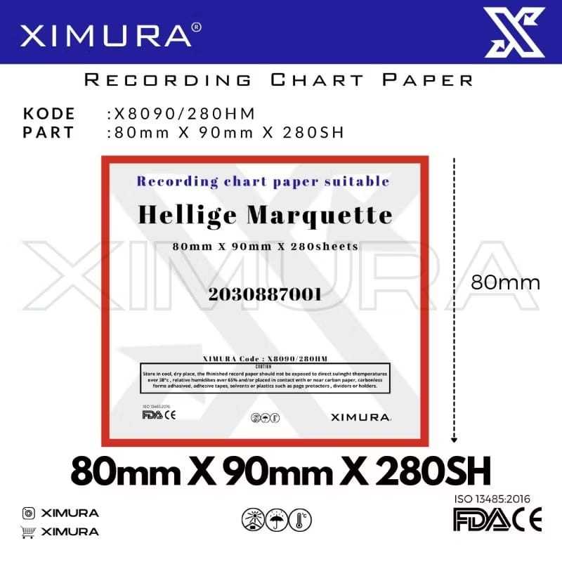 Kertas EKG ECG HELLIGE MARQUETTE 80mm X 90mm X 280 sheets GE mac 400 mac 600 2030877-001