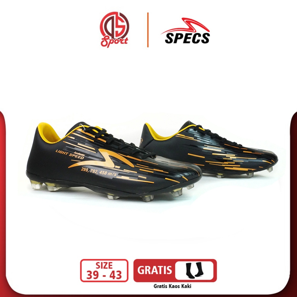 22MURAH Sepatu Sepak Bola Specs Lightspeed Reborn Ls Fg Hitam Polos 3943