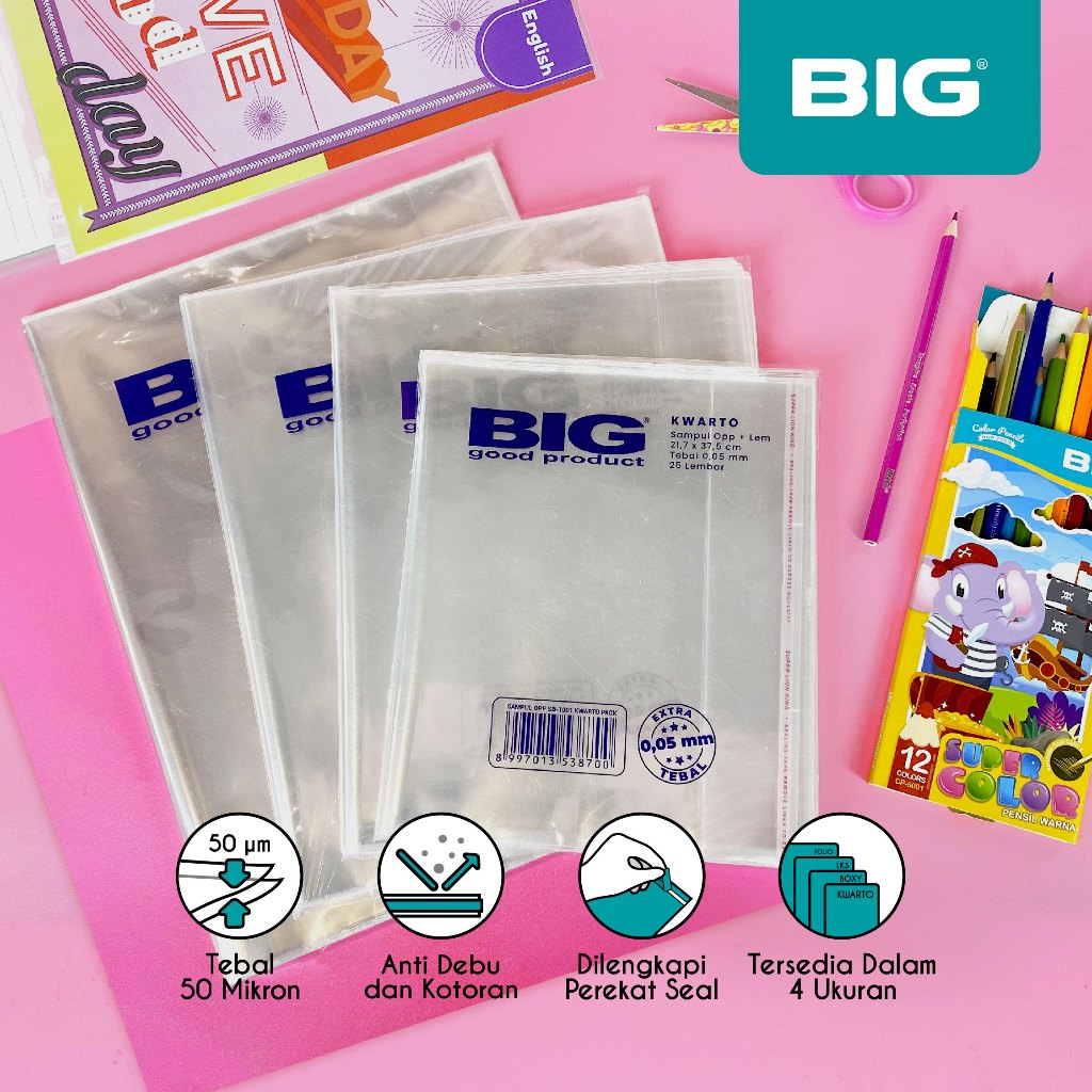 

BIG Sampul Buku Plastik OPP Tebal 50 Mikron