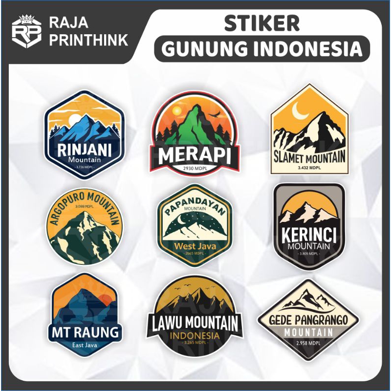 Sticker Stiker Gunung Indonesia Survival Adventure Mountain Pendaki / Stiker Gunung Waterproof