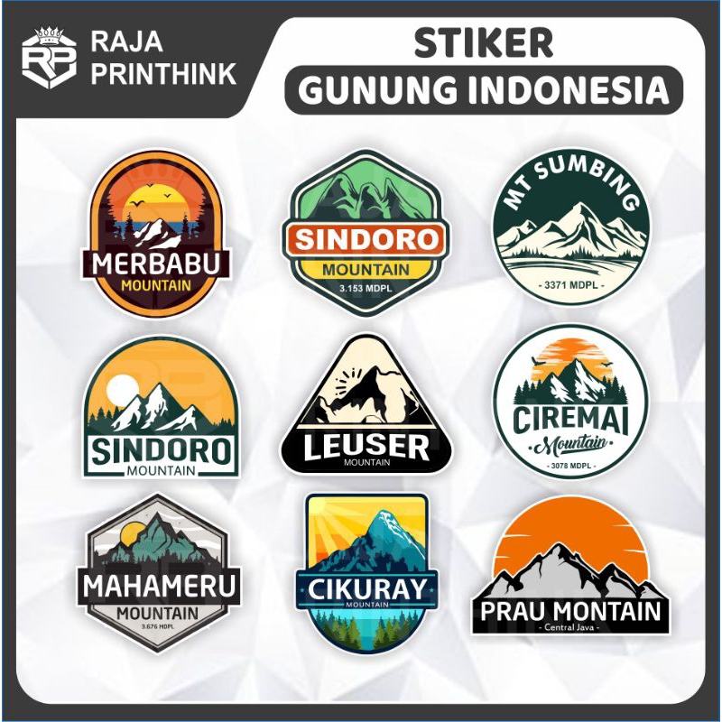 

Sticker Stiker GUNUNG INDONESIA Adventure Mountain Survival Waterproof