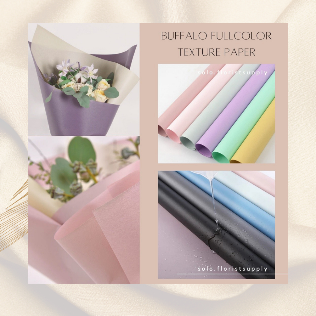 BUFFALO FULL CALOUR TEXTURE PAPER CELLOPHANE GLITER PAPER OPP FLOWER WRAPPING KERTAS TEXTURE WARNA W