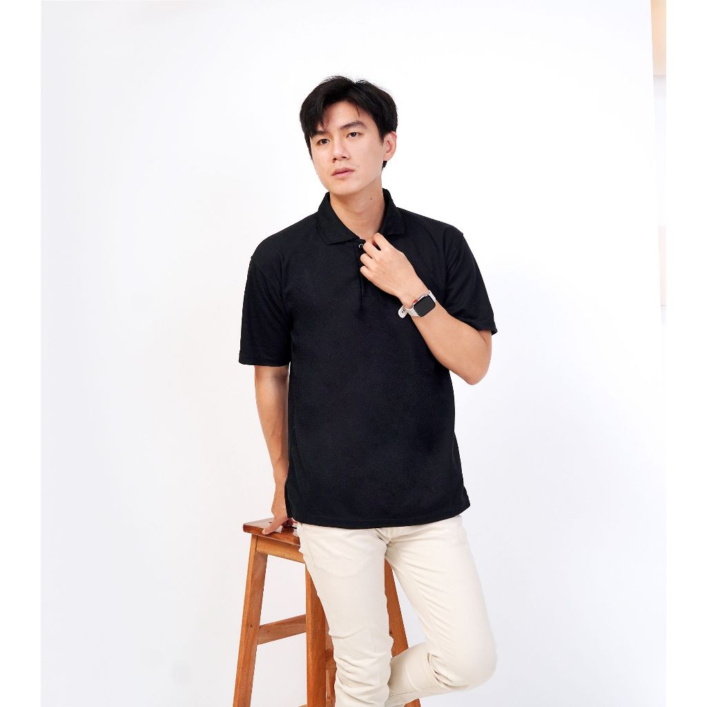 Polo Shirt HITAM Polos / Kaos Kerah Pendek / Polo Polos pria / Kaos polo cowok / WINSTAR POLOS /KAOS