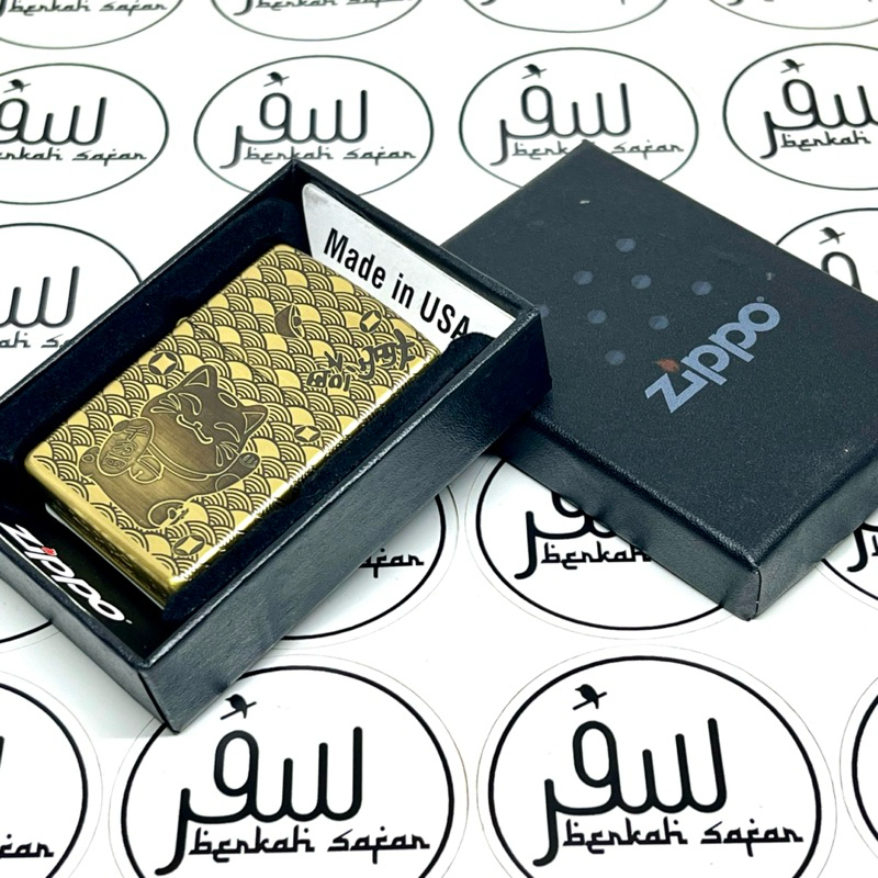 Korek Zippo Gold Lucky Cat Series Engraved Original