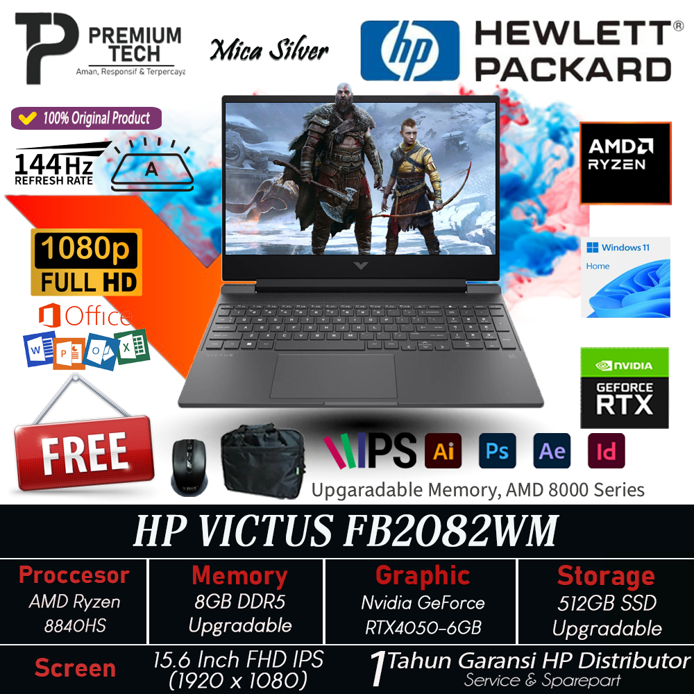 Laptop Gaming HP Victus 15 Amd Ryzen 5 8645HS 32GB DDR5 SSD 2TB RTX 4050 FHD IPS 144Hz Windows 11