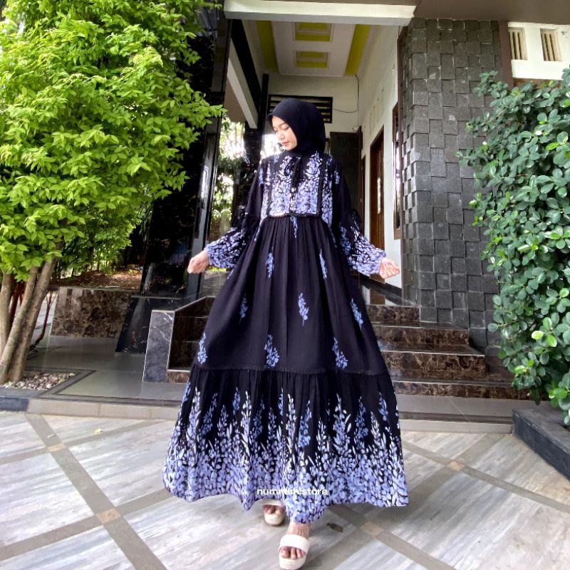MIDI DRESS RAYON KATUN AURORA MOTIF ARINA