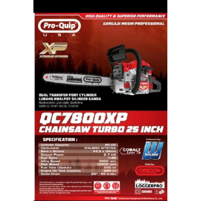 Gergaji mesin senso pro quip bar 25inch / senso pro quip QC7800X BAR PANJANG 25INCH