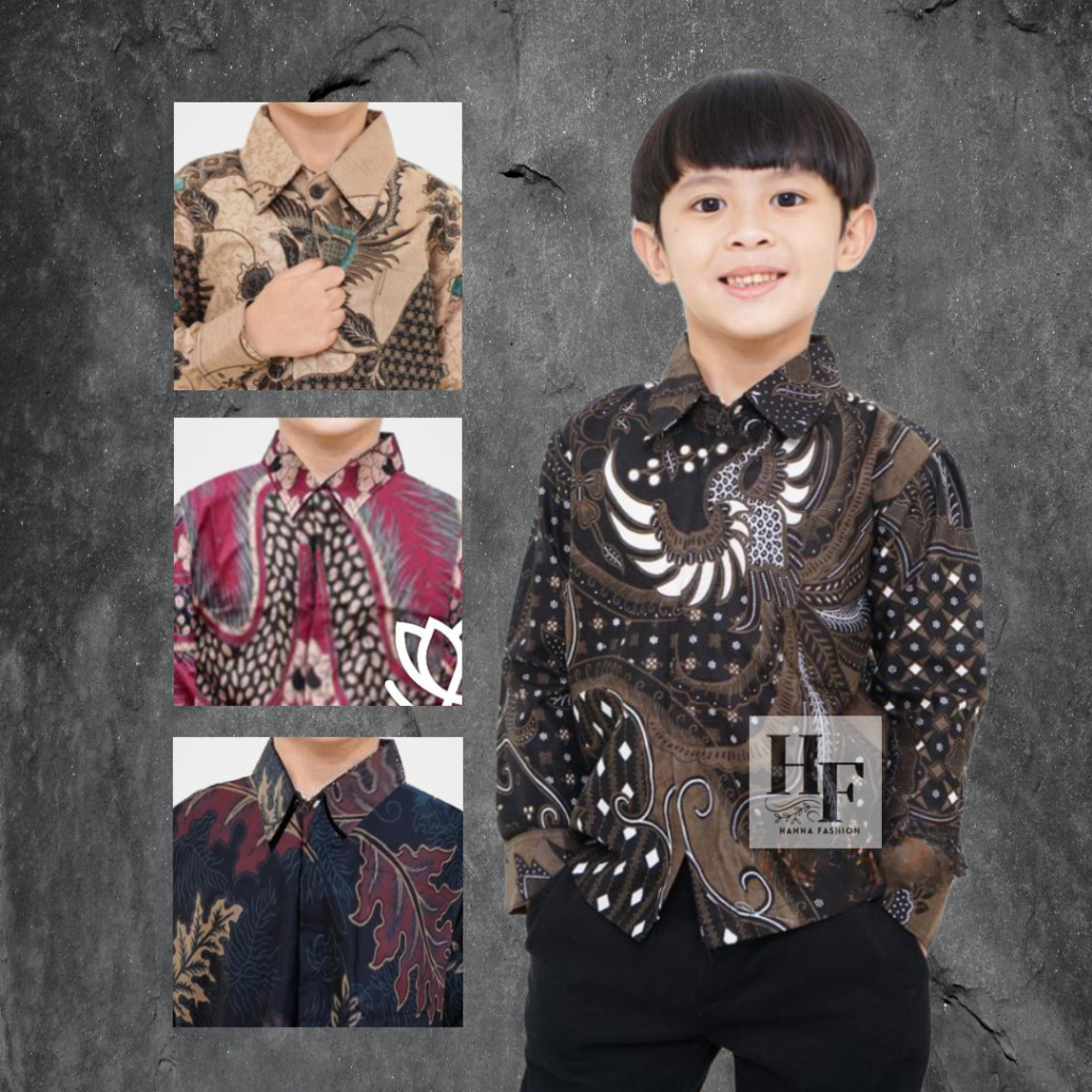 Kemeja Batik Anak laki laki umur 1-12th || Batik Anak Lengan Panjang Trendy Masa Kini