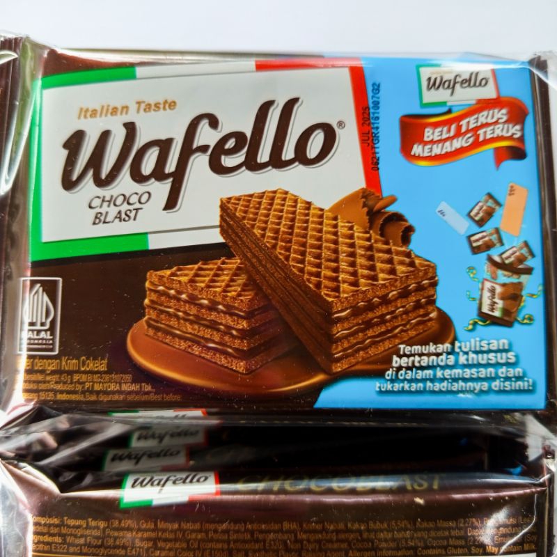 

Wafello / Wafer Roma ecer 2000 / ecer 1000 kemasan 1 pack isi 10 bungkus, wafer krim dengan 3 rasa coklat, karamel.dan kelapa.