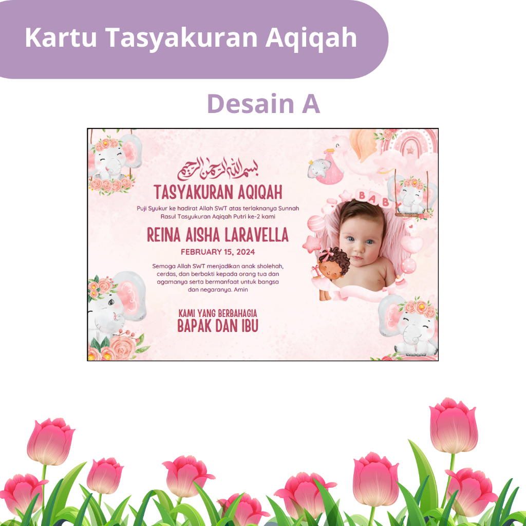 Kartu Tasyakuran Aqiqah / Stiker Tasyakuran untuk aqiqah