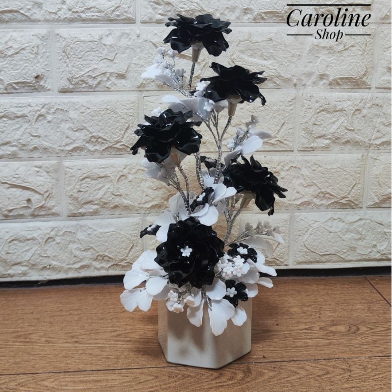 Bunga mawar hitam - Bunga meja - Bunga hias - Bunga akrilik