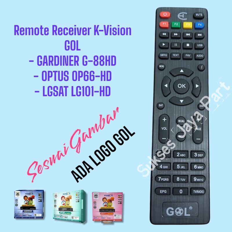 Remote remot K-Vision GOL Remote Lgsat LG101 HD  Optus 66HD Gardiner G88HD ada Logo GOL original qua
