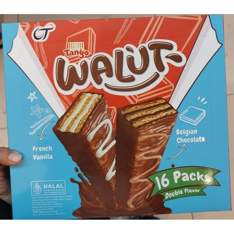 

WAFER Tango Walut FESTIVE French Vanilla Belgian Chocolate Isi 16 PACK