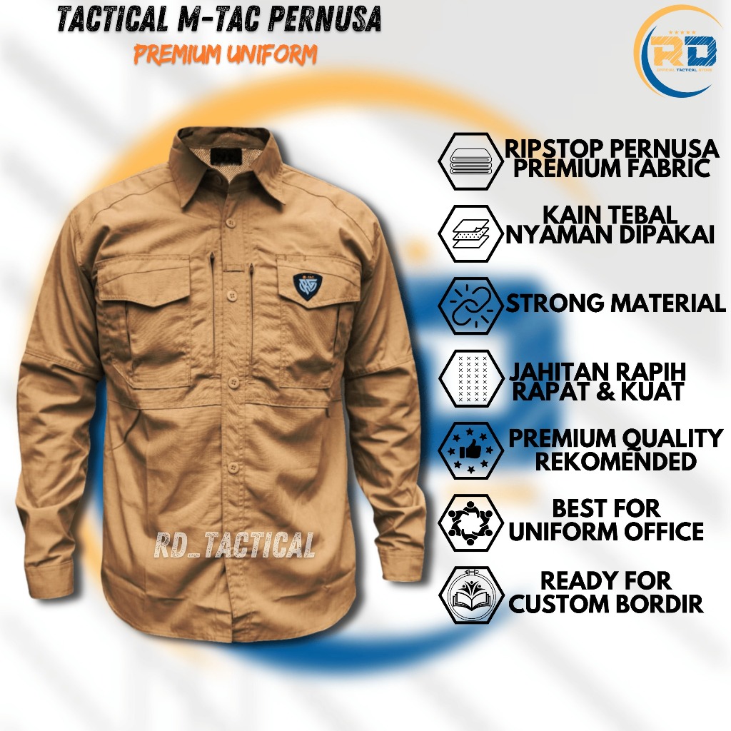 Kemeja Tactical M-Tac Lengan panjang Pernusa Tekstur Dingin Halus Lembut Kualitas Premium Pria Wanit