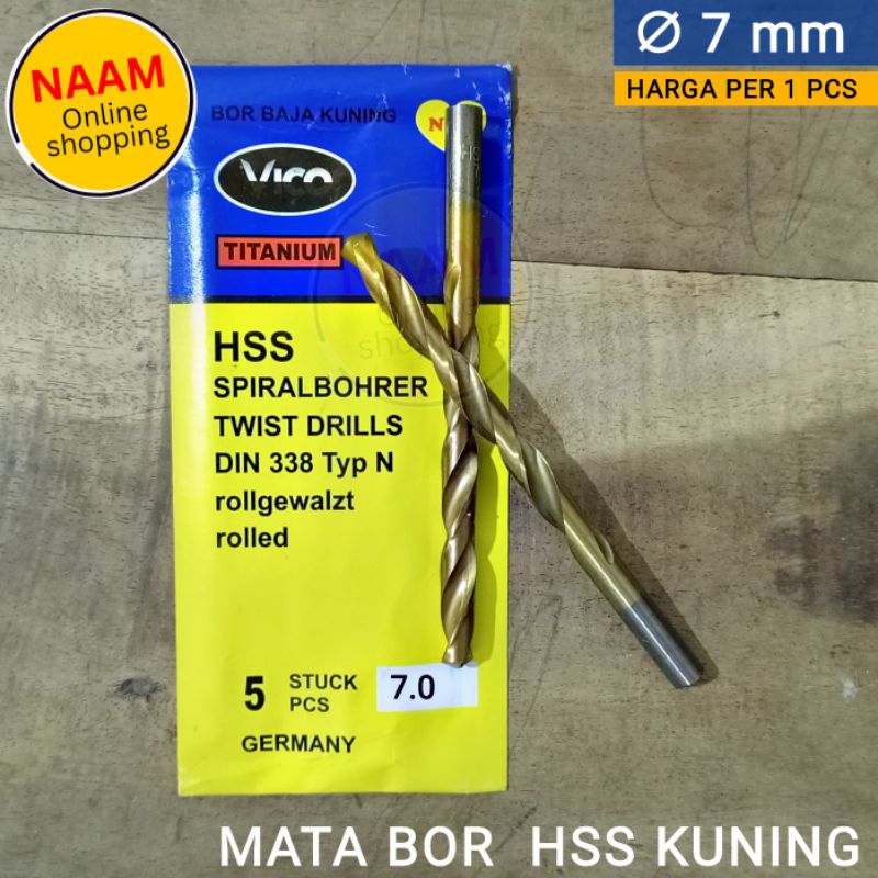 (7MM) MATA BOR HSS KUNING 7MM - MATA BOR BESI & KAYU - MATA BOR 7 MM