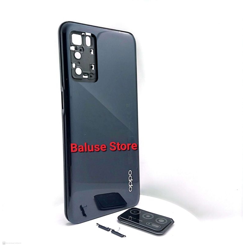 Casing/ Backdoor Tutup Belakang Oppo A16 + Bezzel Tulang Tengah + Ring Kamera Oppo A16 warna Hitam