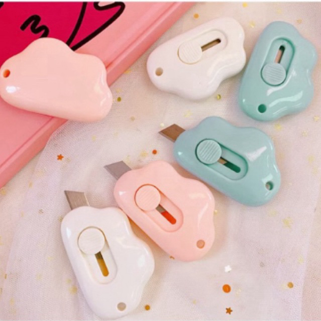 

WSW ❤️ Cutter Mini Portable Bentuk Oval Mini Cutter Polos Travel Kit Pemotong Kertas Paper Cutter Lucu Bentuk Awan Warna Pastel Untuk Unboxing Paket