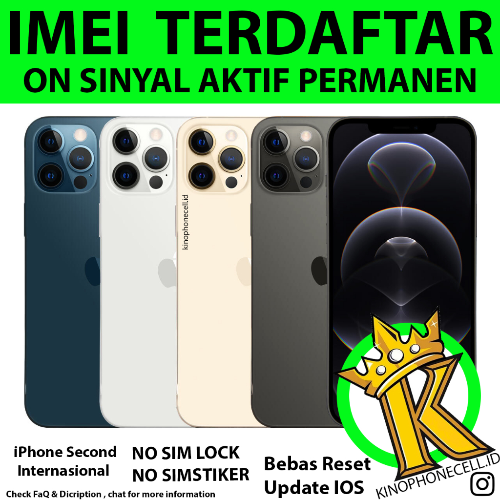 BC iPhone 12 Pro Max / Pro IMEI Terdaftar Beacukai Sinyal Permanen Apple 12 pro max 128gb 256gb 512g