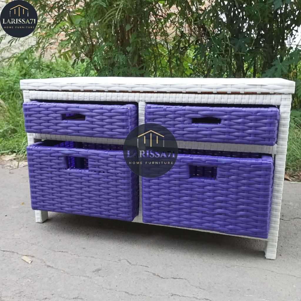 Lemari Plastik Rotan Sintetis Meja Tv Minimalis Rotan Sintetis 4 Laci Murah