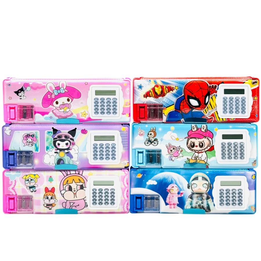 

Kotak Tempat Pensil Magnet Kalkulator Spiderman Frozen Avenger Unicorn - FC-6809 KUROMI