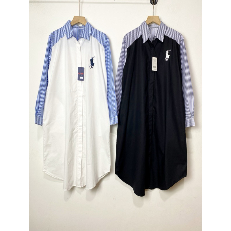 Carlin Tunik LD 110 Polos Basic Katun Poplin Bordir Kombinasi Salur Premium