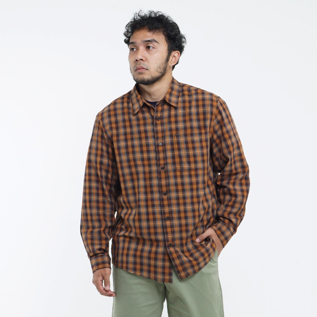 Kemeja Original MGEE - Kemeja Kerja Lengan Panjang Pria Original MGEE Texas CKKR 035 Brown