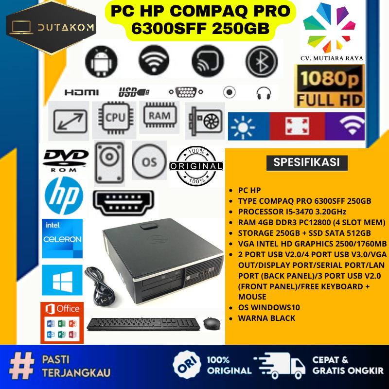 PC HP COMPAQ PRO 6300SFF 250GB