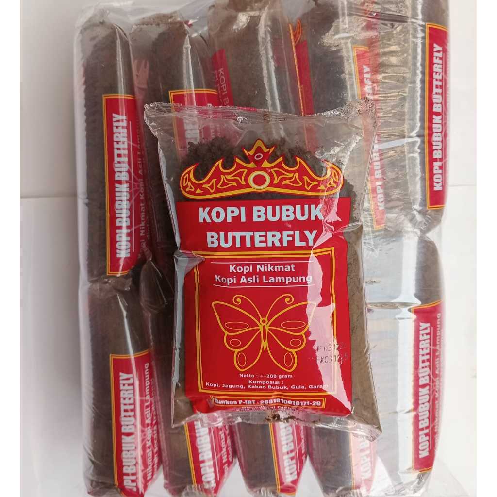 

( 1 Kg) Kopi Bubuk Robusta Lampung, Butterfly Kemasan 200gr