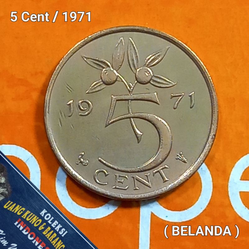 UKA071Coin 5 Cent (BELANDA) Ratu Juliana Thn 1971 Detail Bagus