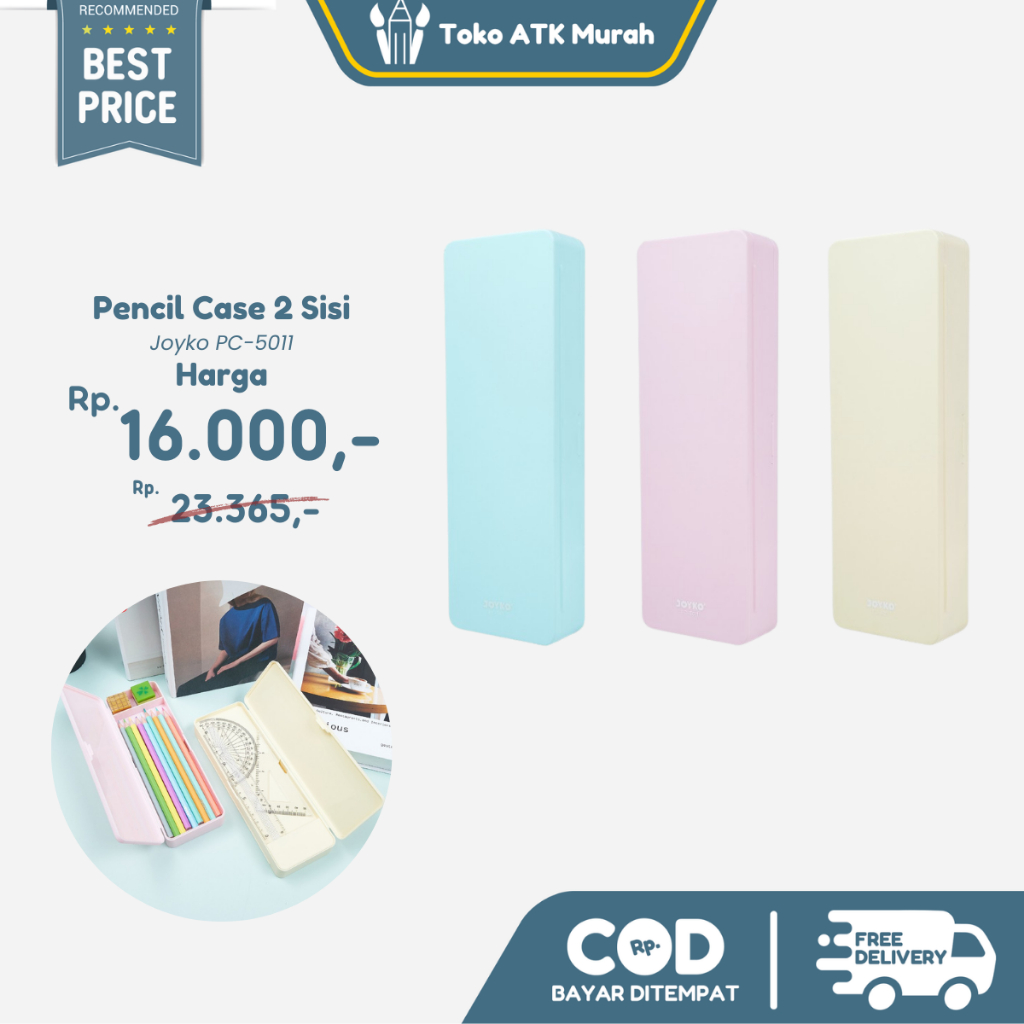 

Kotak Tempat Pensil Dua Sisi - Pencil Case 2 Side Joyko PC-5011