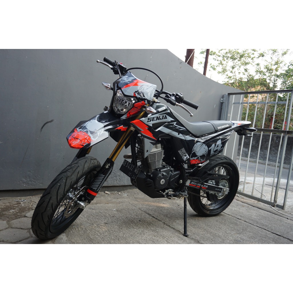 Decal setiker CRF 150L stiker motor CRF 150L MOTIF tenggorak hitam abu merah