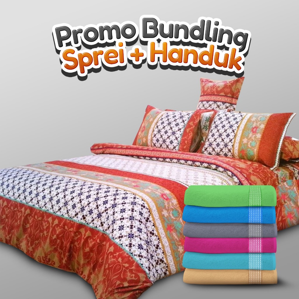Paket Bundling Sprei Kendra Signature 180x200 King + Handuk Mandi Dewasa  Ukuran 90x150