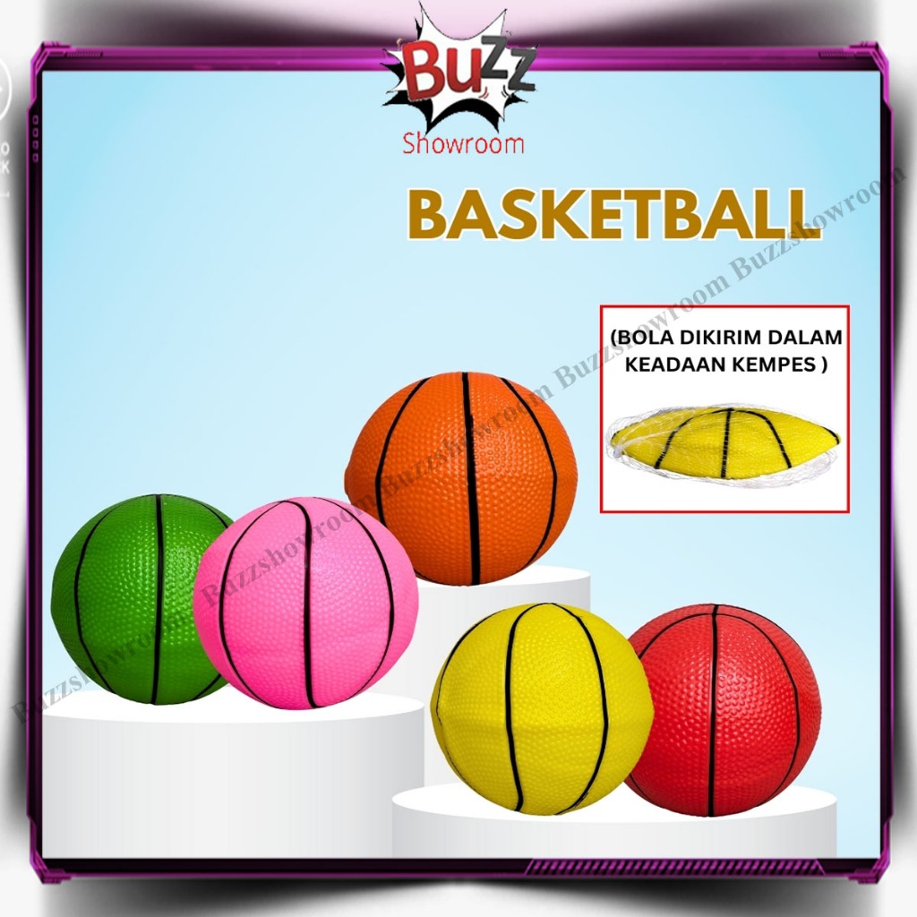 Bola Karet Basket Warna Warni Mainan Bola Anak Kecil