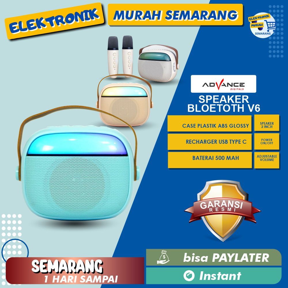 Advance Speaker Bluetooth V6 Free 2 Mic Wireless Karaoke Salon Aktif MusicBox Speaker Aktif Portable