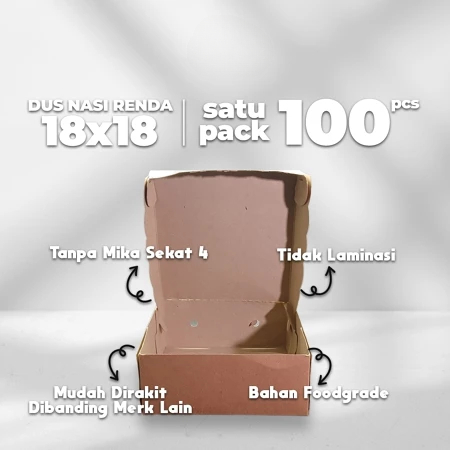 

Box Packaging Katering Kotak Snack Kraft Renda 320 gsm Motif Kardus Polos Ukuran 18x18cm