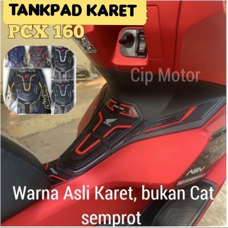 Tankpad PCX 160 karet New Tank Pad Karet Rubber premium PCX 160 Merah Hitam Gold Putih Grey