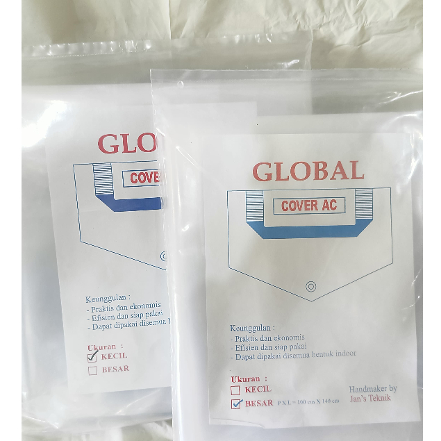 Plastik Cuci AC / AC Cleaning Cover dari yang ukuran kecil ( 0,5-1 pk ) dan ukuran besar ( 1,5-2 pk 