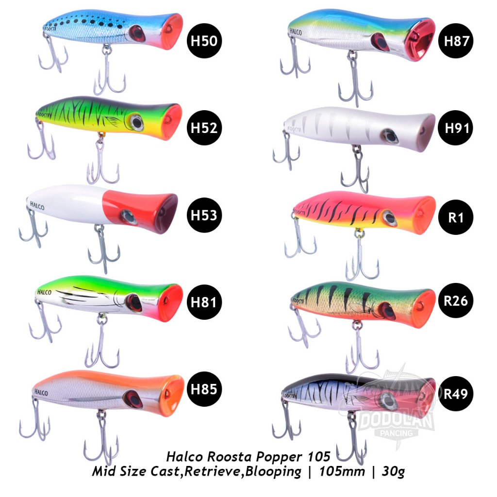 Umpan Mancing Popping Halco Roosta Popper 105mm Dodolan Pancing