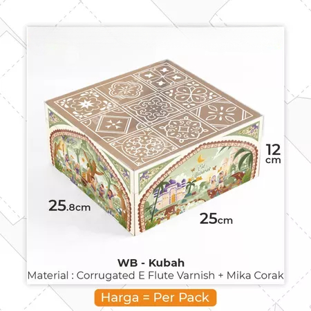 

Box Hampers Eggtart Edisi Idul Fitri Kotak Packaging Bronies Lebaran Motif Kubah Qmar Ukuran 25 x 25.8 x 12cm