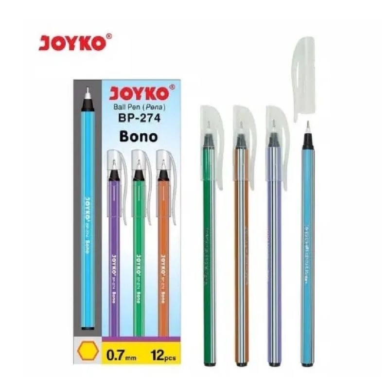 

1 Lusin Pulpen Joyko BONO BP-274 mata pena 0,7 mm warna tinta hitam