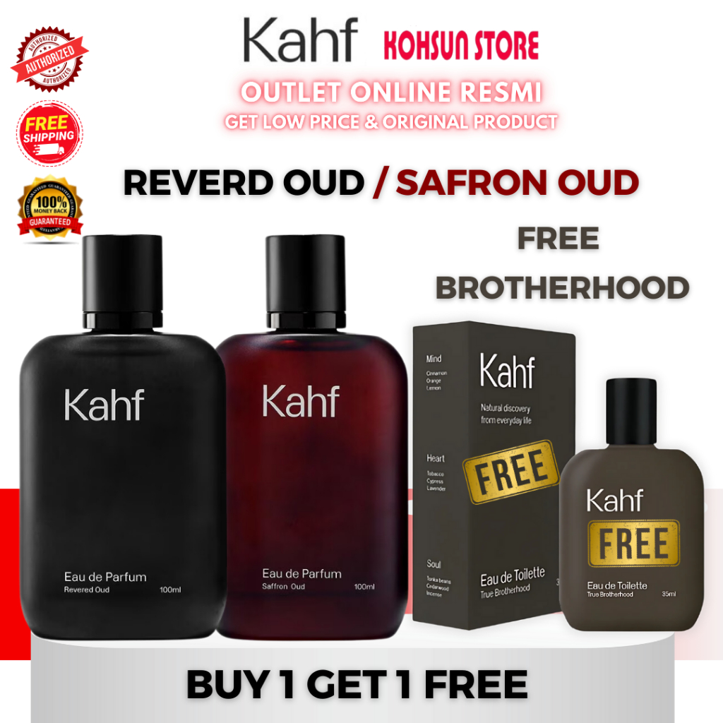 [Buy1Get1] KAHF Perfume EDP 100ml + EDT 35ml | Parfum Pria Cowok Revered Oud - Saffron Oud Besar